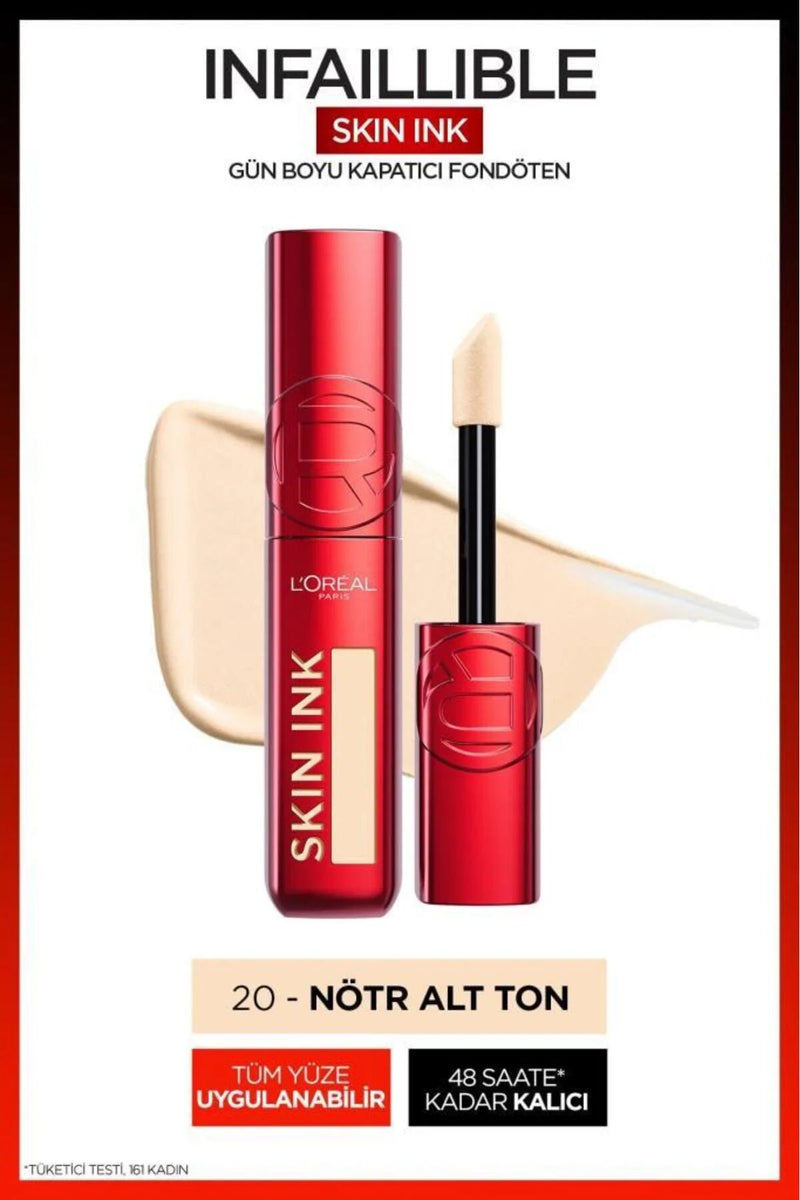 Skin Ink Gün Boyu Kapatıcı Fondöten - Nötr Alt Ton 20